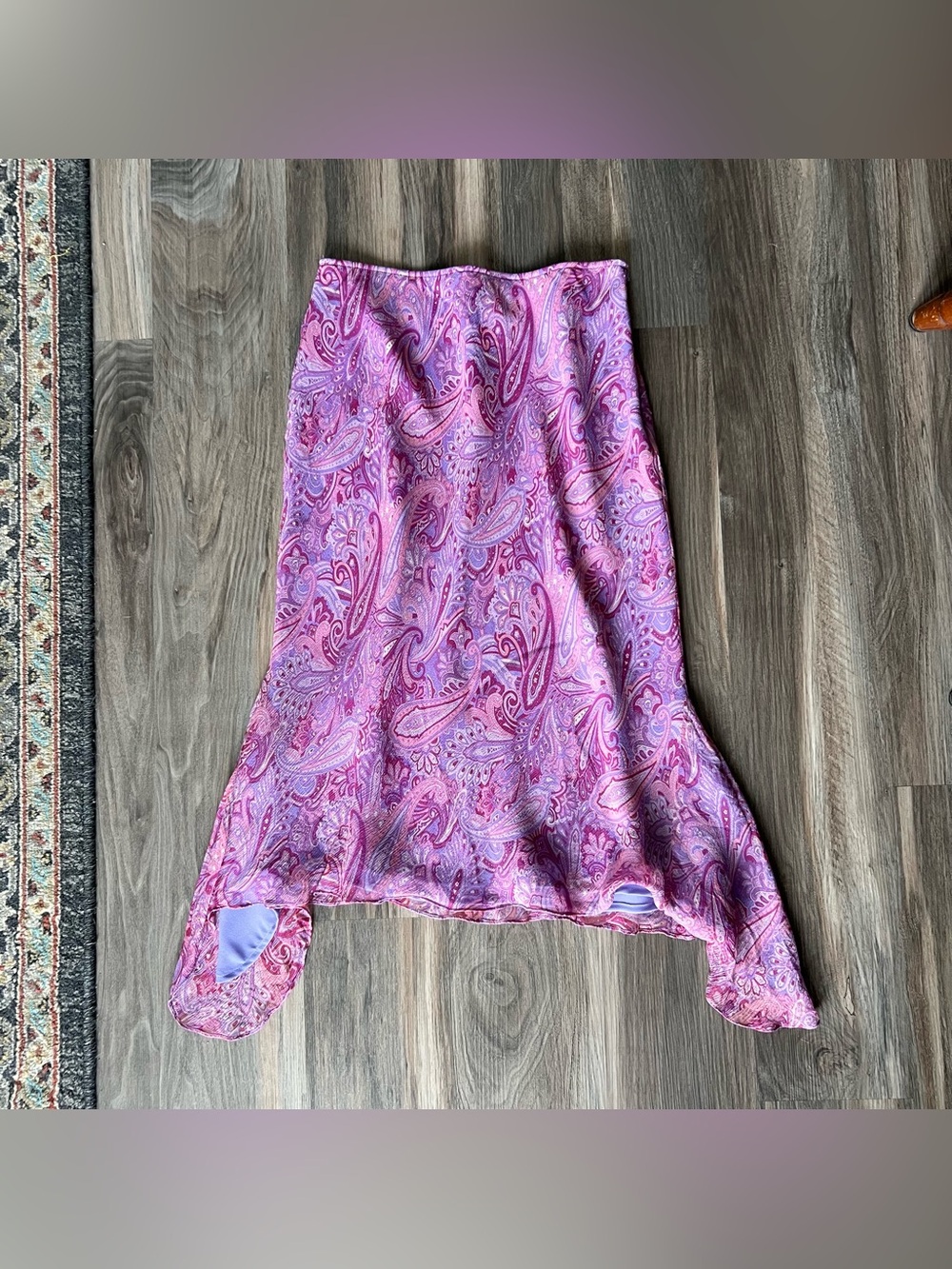 INC International Concepts Pink Paisley Silk Midi Skirt